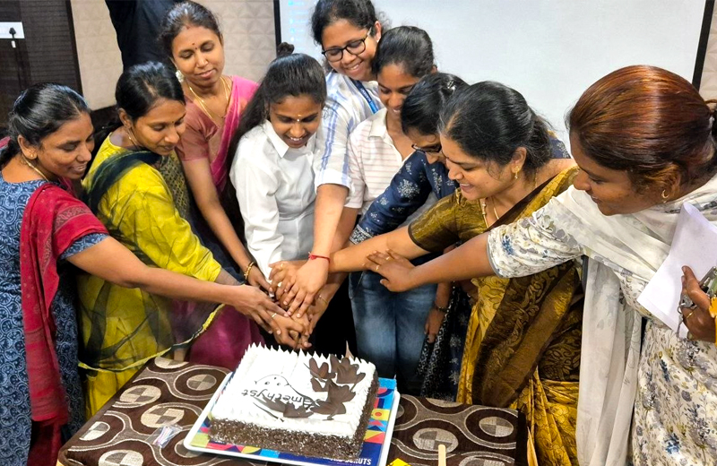 Participants celebrating a milestone together during a Parivartan programme